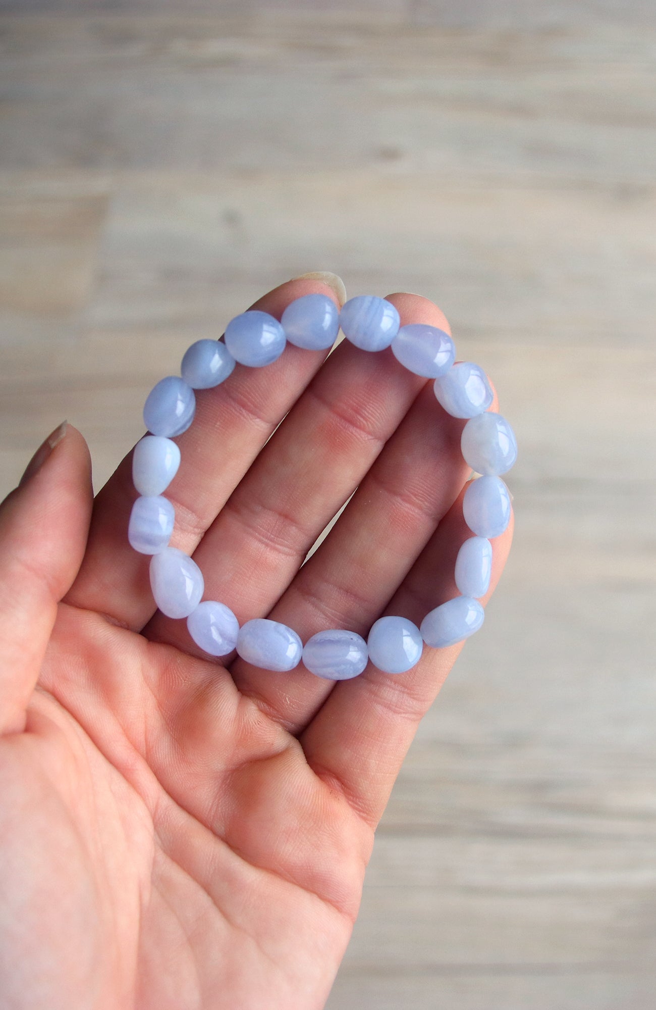Blue Lace Agate Nugget Bead 10-12mm Bracelet 445